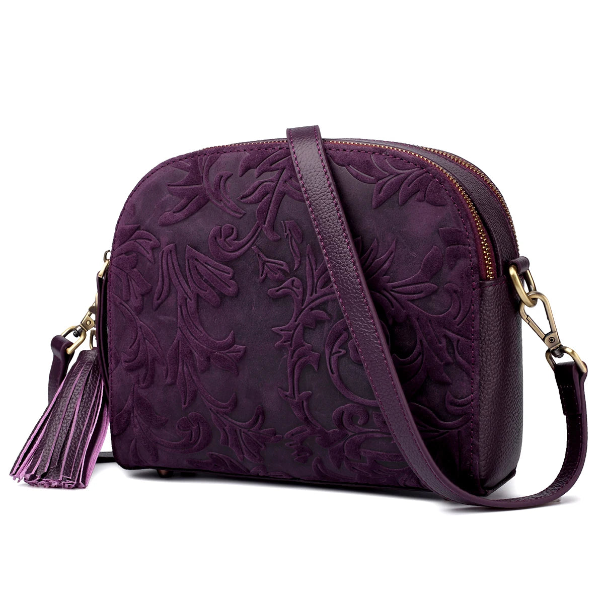 purses for women crossbody bag,real leather handbags for women,Tassel Decoration Over The Shoulder Bag,Vintage floral texture
