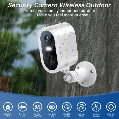 2k security cameras wireless outdoor 2 pack - cameras for home security battery powered security camera, 2.4g wifi surveillance