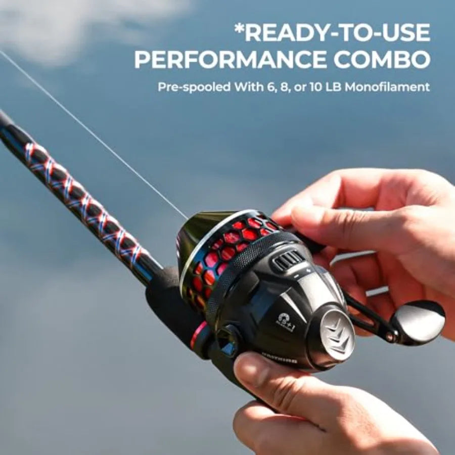 Brutus Fishing Rod and Reel Combo Spinning and SpinCast Combo Custom Tackle Kit Pre-Spooled Line Brute Tuff 2Pc Blanks