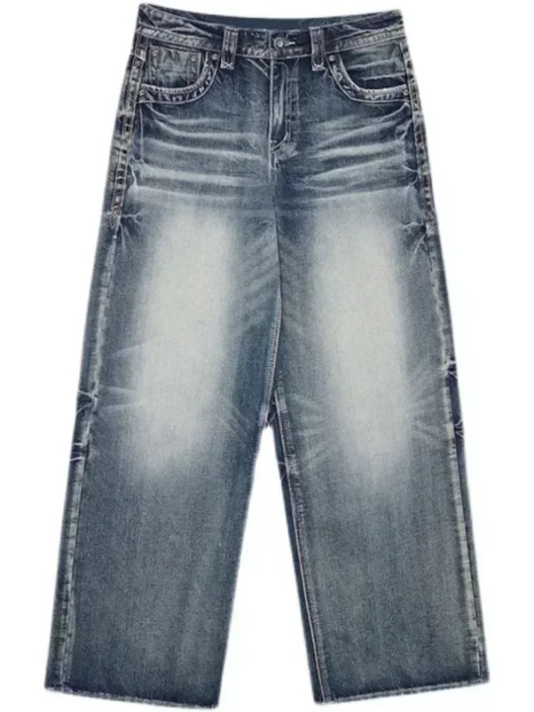 Y2k 2000s Vintage Baggy Jeans Woman Harajuku Streetwear Oversize Denim Pants Korean Style Gyaru Grunge Hip Hop Trousers Good