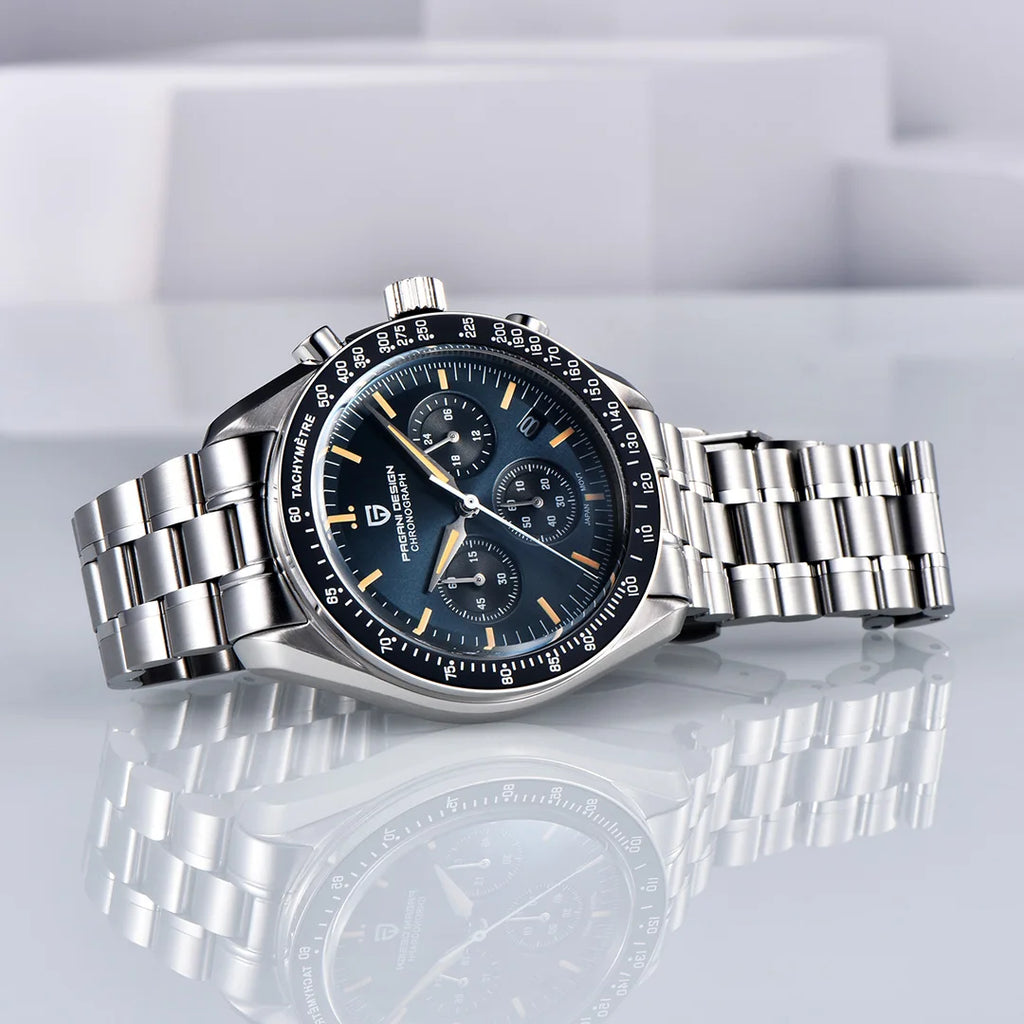 PAGANI DESIGN 2025 New Moon Watch Retro Luxury Quartz Watches For Men Stainless steel Luminous waterproof Sport Chronograph Man