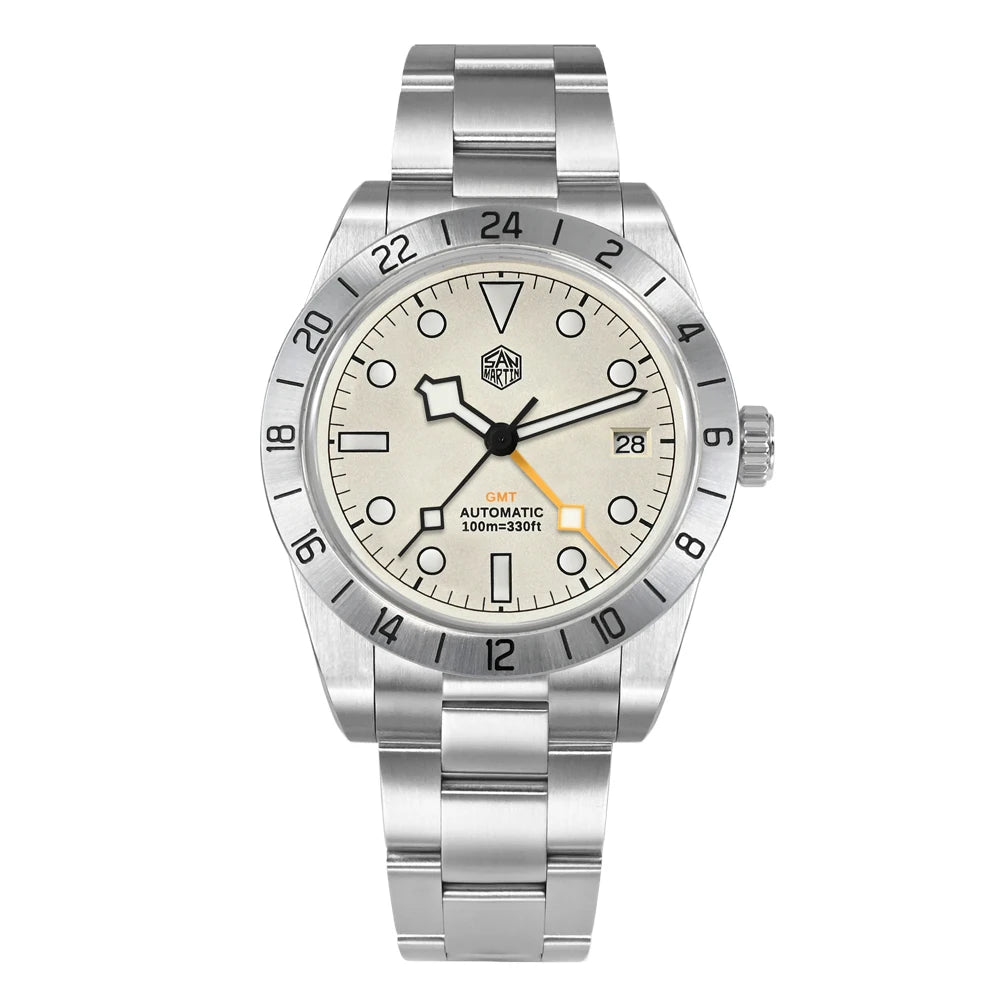 San Martin NH34 39mm BB GMT Luxury Men's Watches Business Dress Watch For Men Automatic Mechanical Sapphire Date Windows BGW9