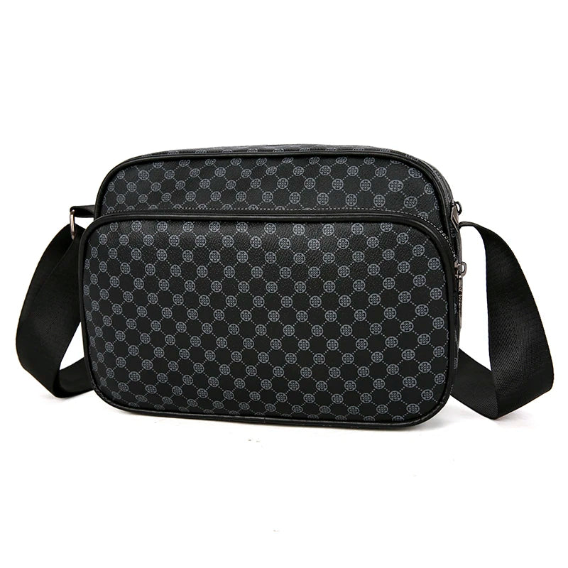 Men's Casual Lightweight Business Shoulder Bag PU Leather Messenger Comfortable Wide Strap Crossbody Designer Male