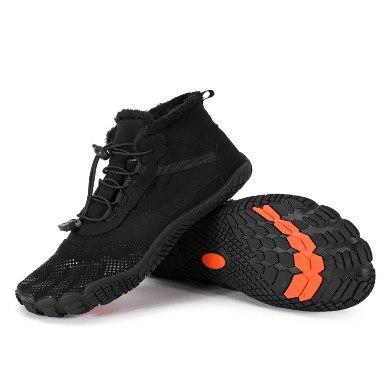 Mens Womens Snow Boots Barefoot Shoes Waterproof Wide Toe Box Shoes Minimalist Zero Drop Sole Cotton Boots Sneakers