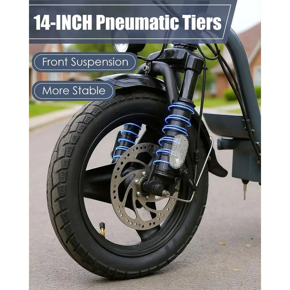 Foldable Electric Scooter with Seat for Adults 800/1200W Motor 30 Miles Range 20Mph 14" Fat Tire IPX4 Waterproof Customized