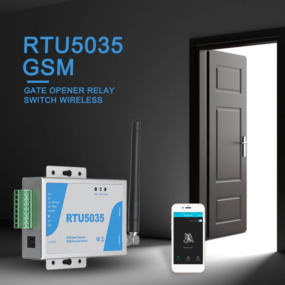 RTU5035 GSM Gate Opener Relay Switch Free Call Electric Gate Remote 900/1800MHz Wireless Remote Control Door Acces APP Control