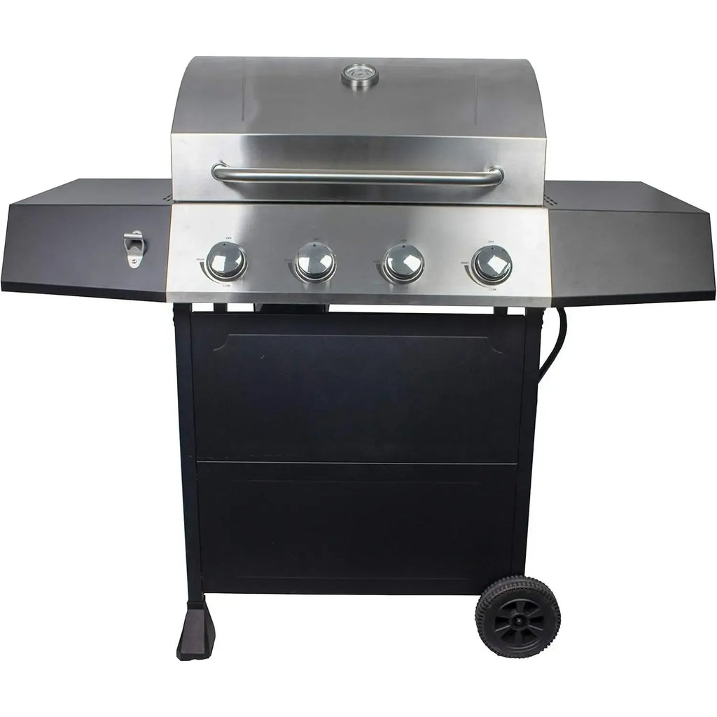4-Burner Gas Grill, 44,000 BTU Stainless Steel Full Size Propane Grill with Cast Iron Grates, Outdoor Barbecu with Large  Space