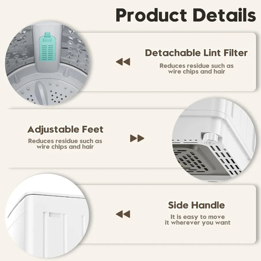 18 lbs Portable Washing Machine Fully Automatic Portable Washer with LED Display 7 Wash Cycles 4 Water Levels Top Load Washing