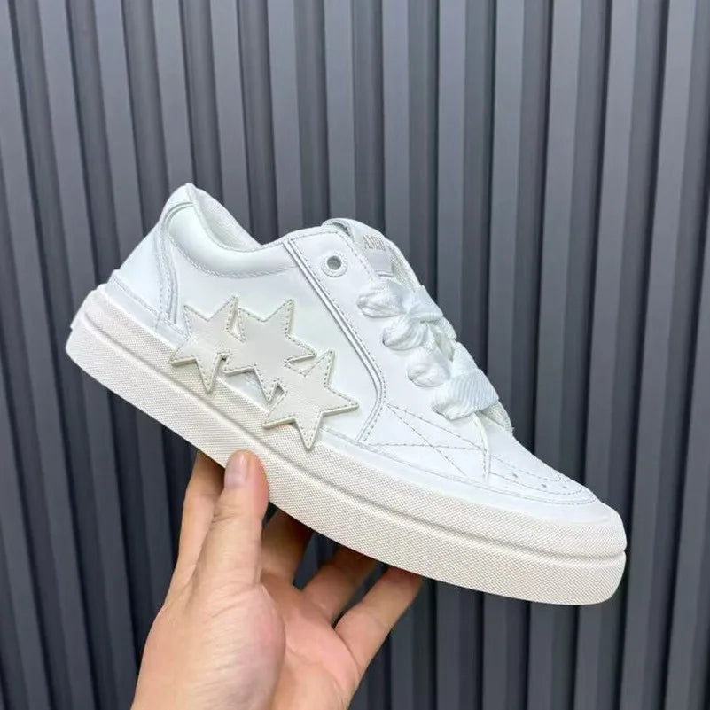 Genuine leather thick soled white shoes for women 2025 new breathable casual board shoes flat sports shoes for men