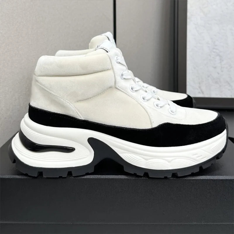 High quality 2025 casual style sports shoes,silk leather and waterproof fabric with TPU outsole woman chunky sneakers 25100127