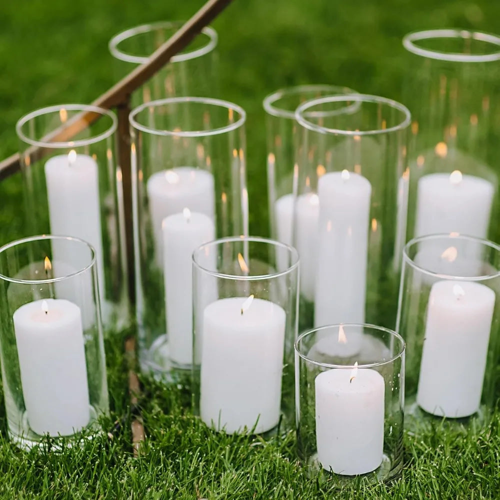 Clear Glass Cylinder Vases Set of 18, 6 Sizes, Ideal for Floating Candles, Pillar Flowers, Wedding Centerpieces, and Decorative