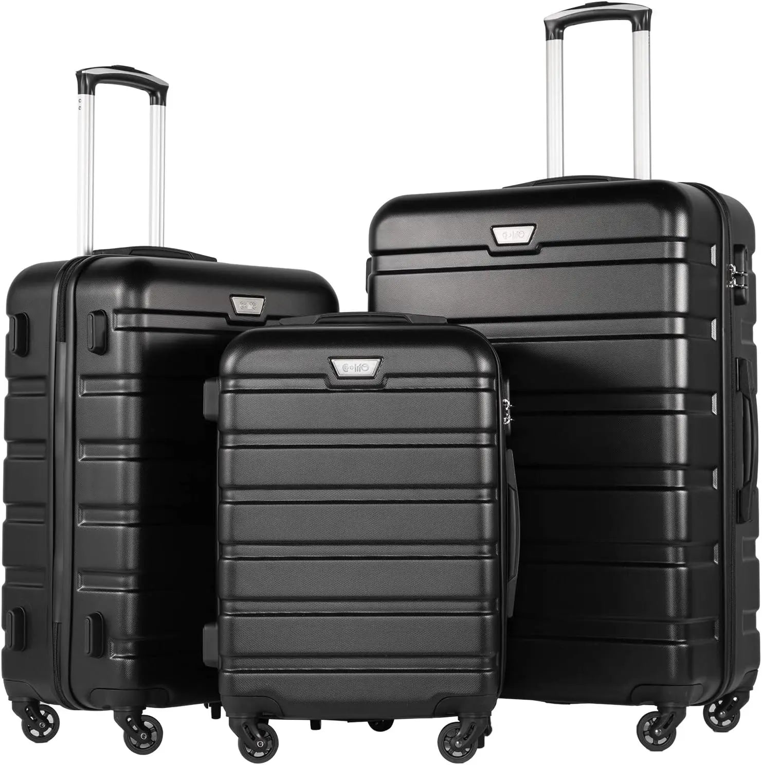 Coolife Luggage 3 Piece Set Suitcase Spinner Hardshell Lightweight TSA Lock (orange)