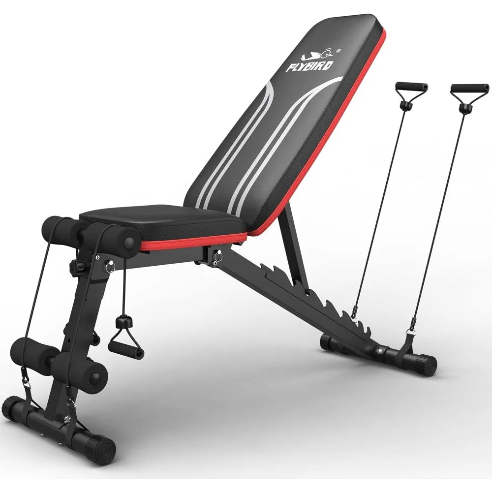 Adjustable weight bench workout for home gym, 15 degree sit-ups, sturdy folding weight bench workout for years