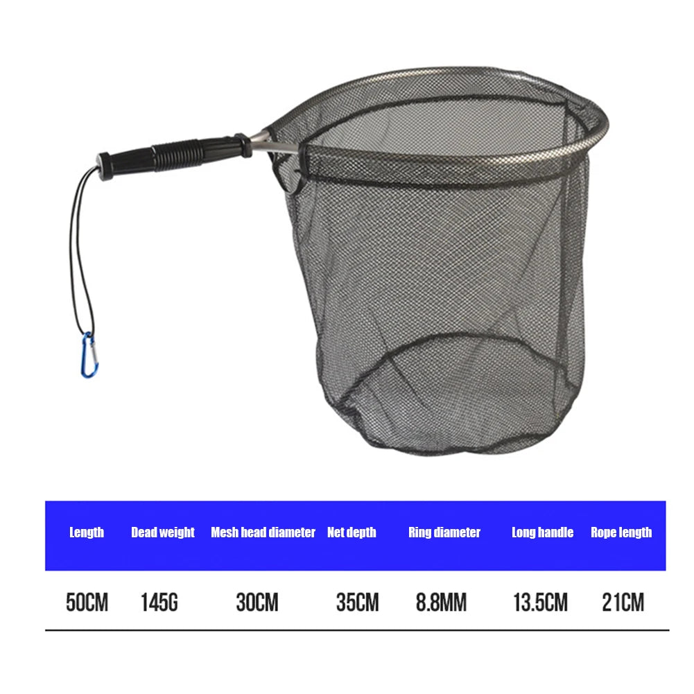 50cm Fishing Landing Net Aluminum Alloy Folding Landing Nets Portable Collapsible Retractable Fishing Net Foldable Fishing Tools