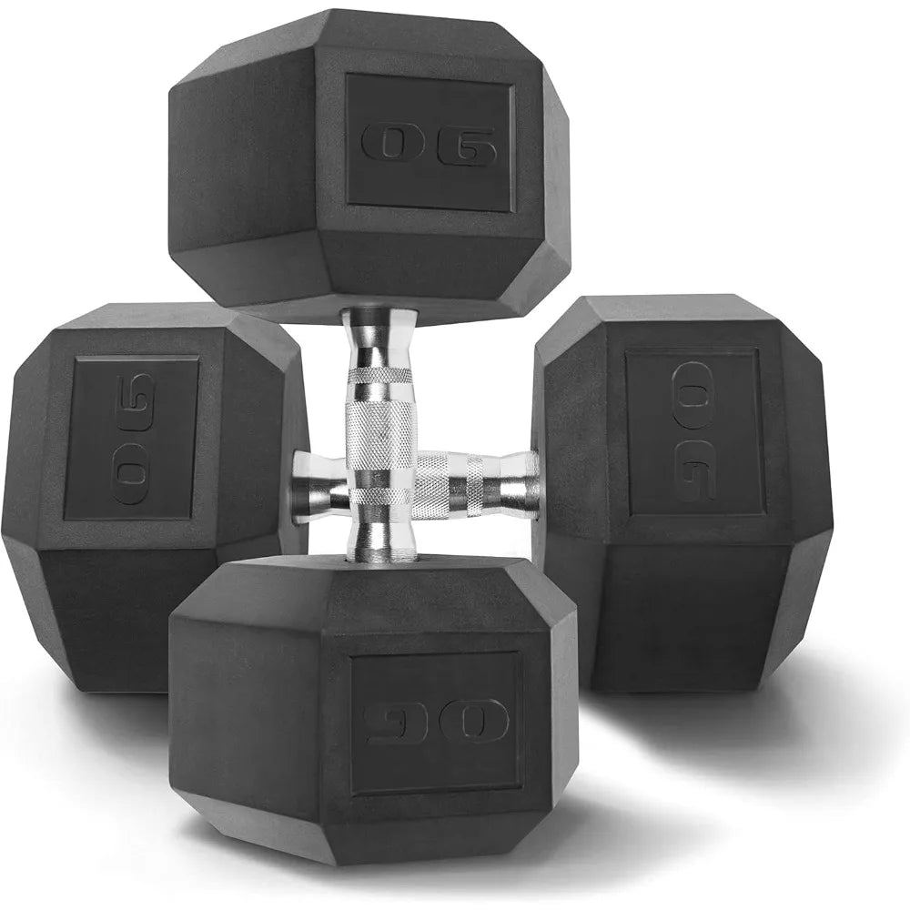WF Athletic Supply: Durable Rubber-Coated Steel Hex Dumbbells for Strength Training