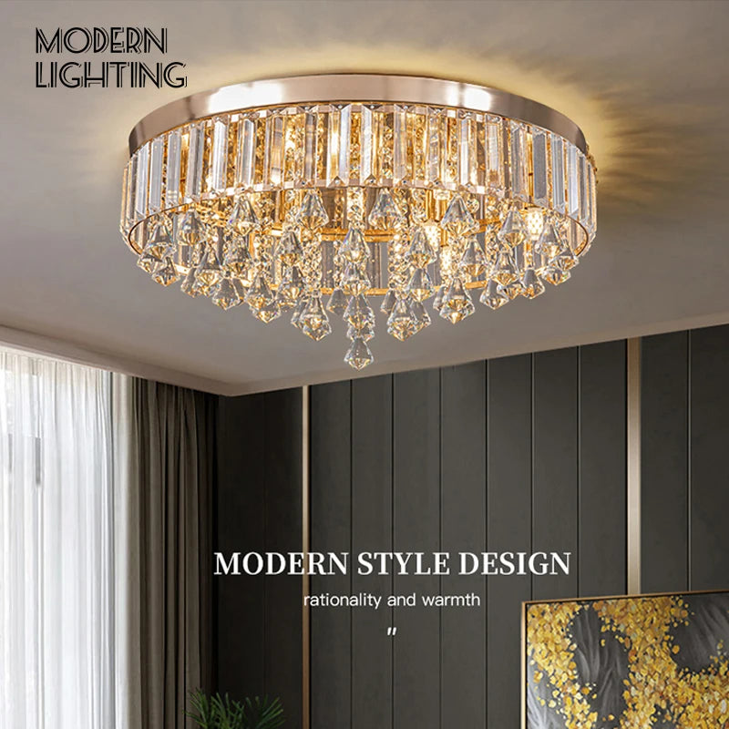 Modern LED Crystals Ceiling Lamp Living Room Decoration Bedroom Lustre Ceiling Lights Art Deco Led Chandelier Lighting Fixtures