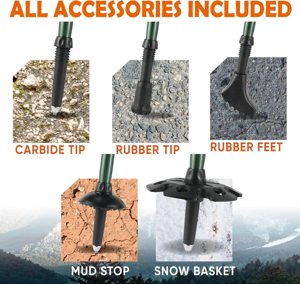 Trek-Z Collapsible Hiking & Trekking Poles - Balance Support for Seniors, Women, and Men, 2pc Per Set