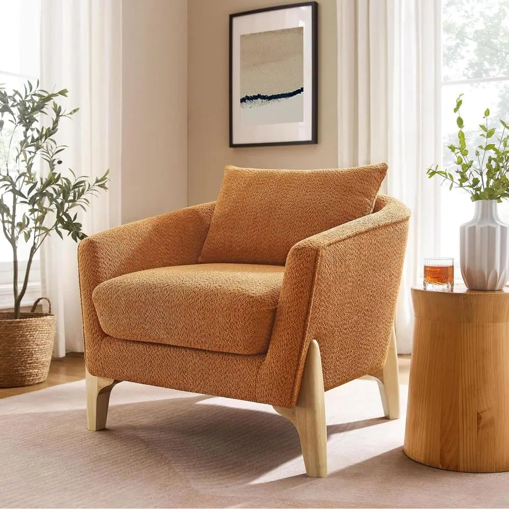 Accent Chair 31" Oversized Reading Chair Comfy Upholstered Boucle Lounge Armchair, Modern Living Room Chair with Back,Customized