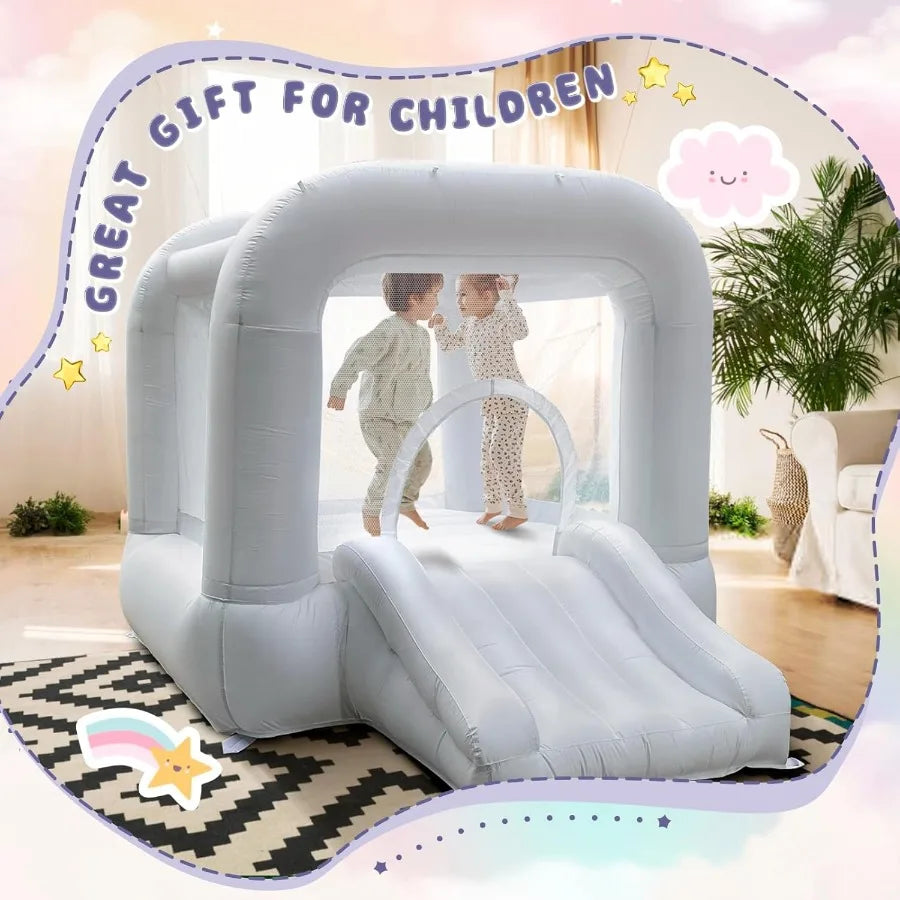 Bounce HouseWhite Bounce House with Slide Bouncy Castle for 36 8.33ft L x 5.4ft W x 6.17ft H Indoor Outdoor Castle Theme