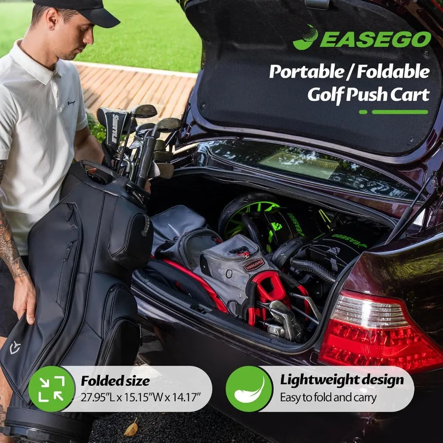 Golf Push Cart 3 Wheel : Golf Bag Cart Foldable with Phone Holder/Cup/Umbrella Holder Compact Golf Pull Carts Quick Fold Golf C