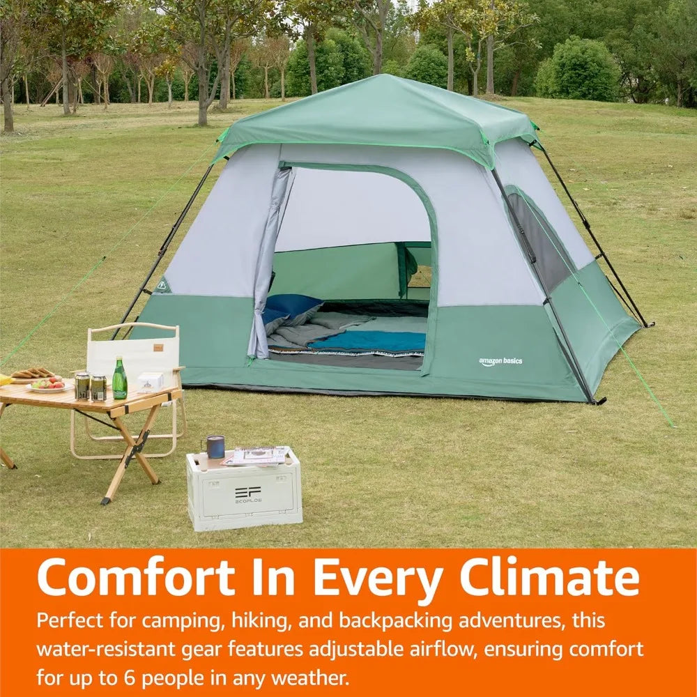 Instant Camping Tent with Rainfly, Weather-Resistant, Quick Setup