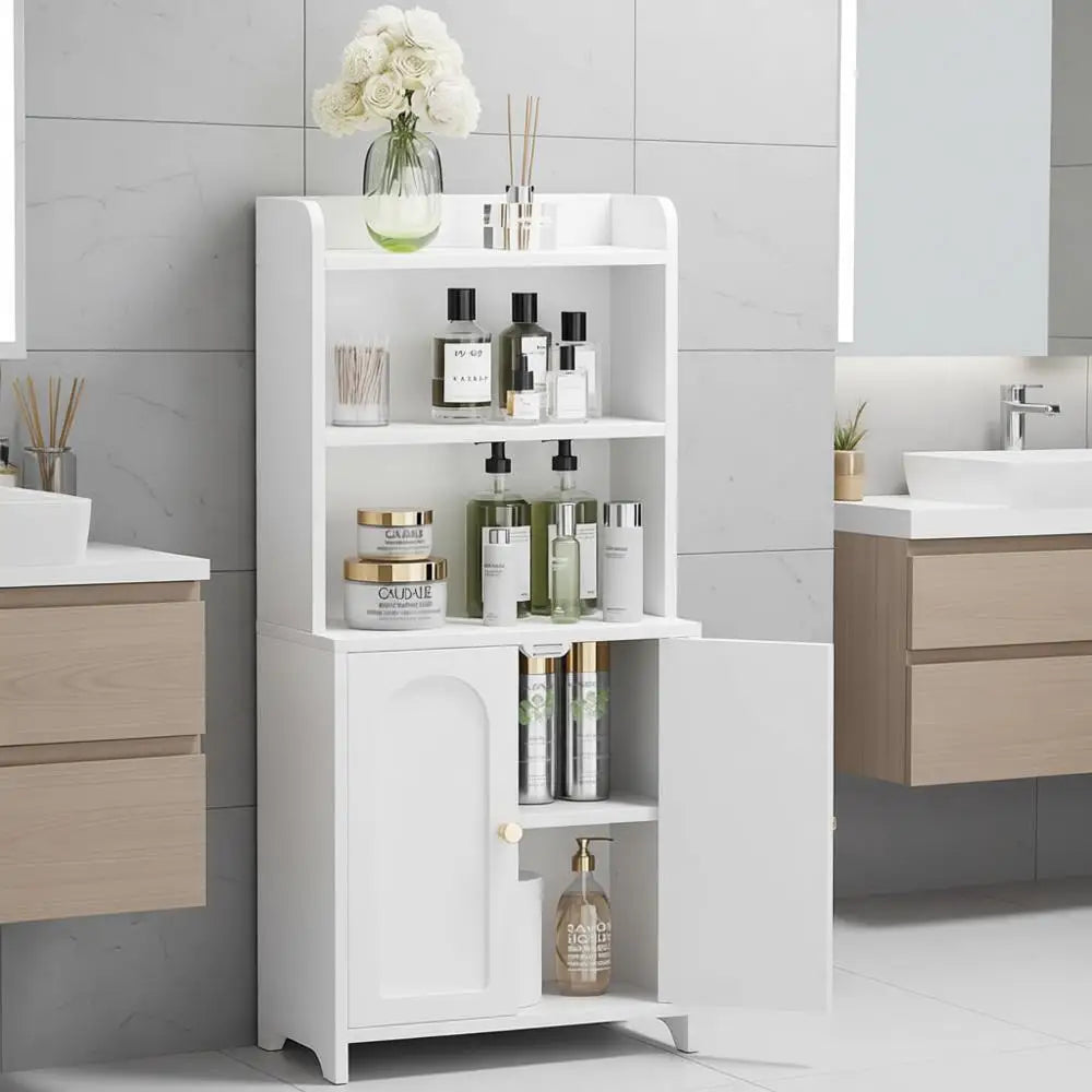 Bathroom Cabinet 2 Doors, Small Freestanding Storage Cabinet, Adjustable Shelves, Slim Organizers, Floor Cabinet for Small Space