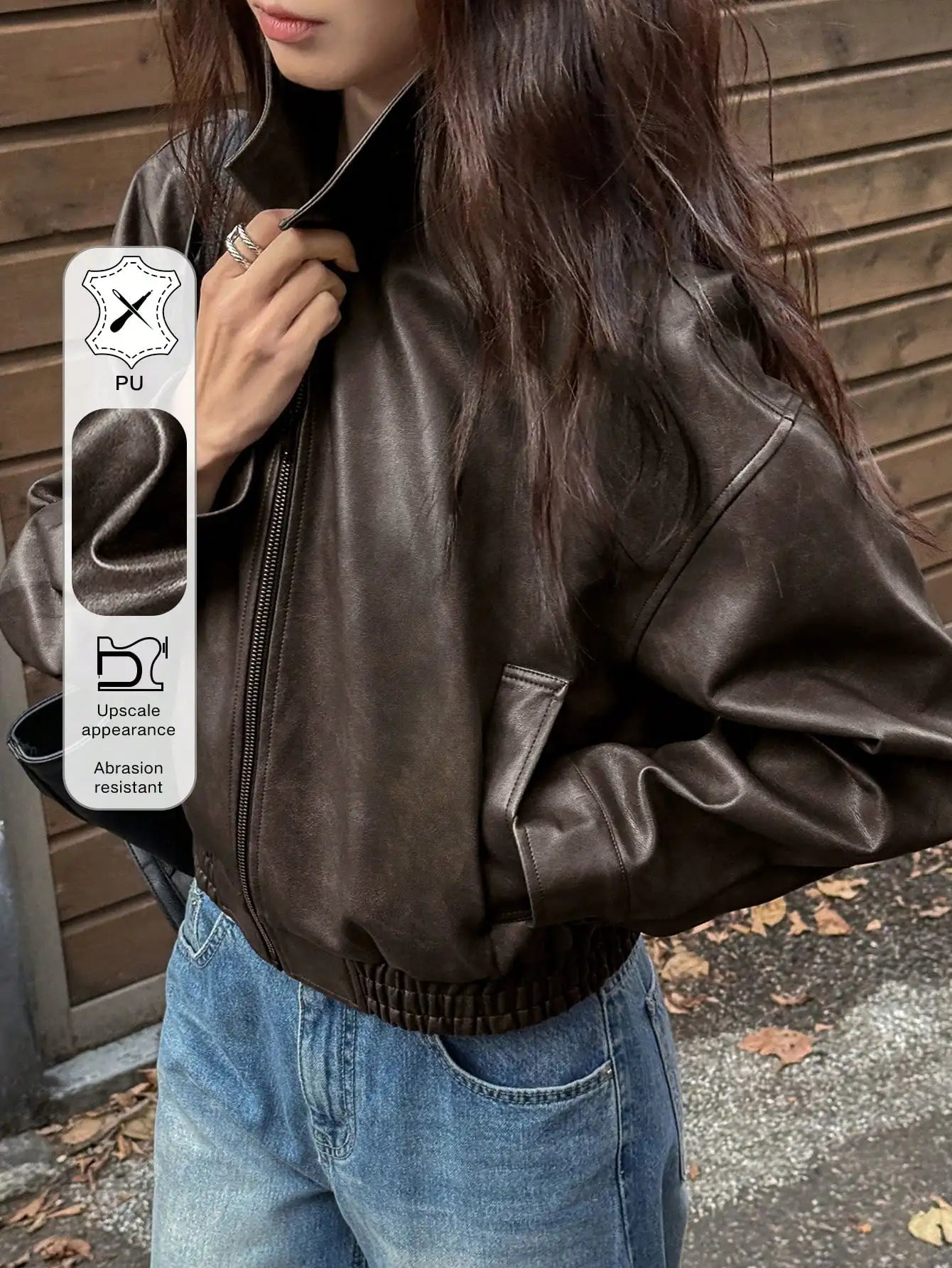 DAZY Spring New Vintage Leather Jacket Short Women Regular Jacket For Valentine's Day,Fall Clothes