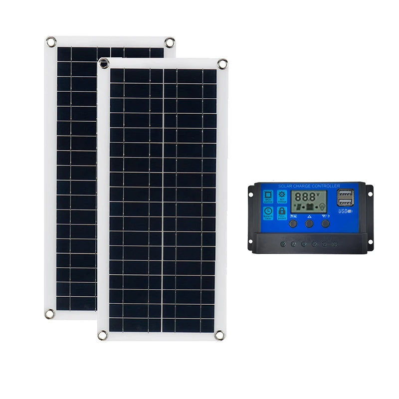 1000W Solar Power Kit - 12V Solar Panel 100A Controller for RV Tent Camping Fishing Outdoor LED Light & Battery Charging