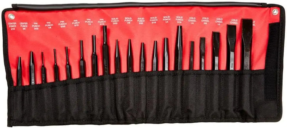 19-Piece Punch and Chisel Set with Black Oxide Finish for Maximum Strength and Rust Protection
