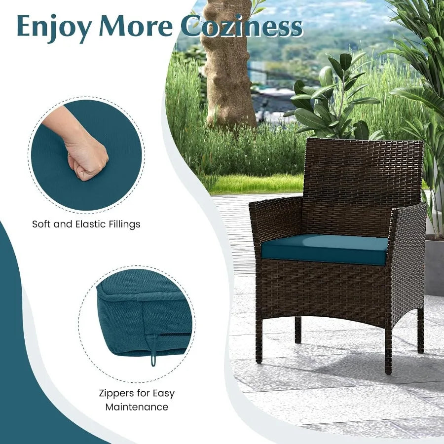 8 Piece Patio Rattan Conversation Set Outdoor Wicker Furniture Set with Chair Loveseat Tempered Glass Table Cozy Seat