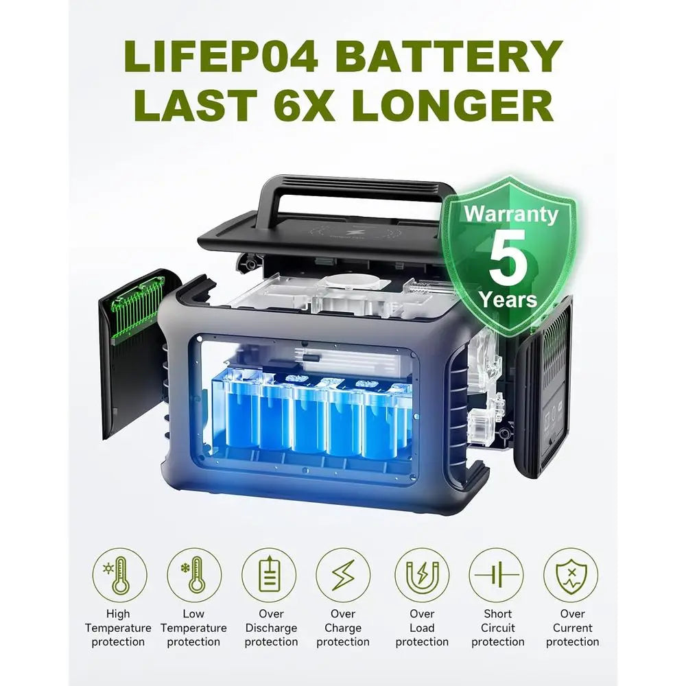 R600 Solar Generator with SP027 solar panel included, 600W 299Wh LiFePO4 Portable Power Station with 100W Solar Charger, UPS Bat