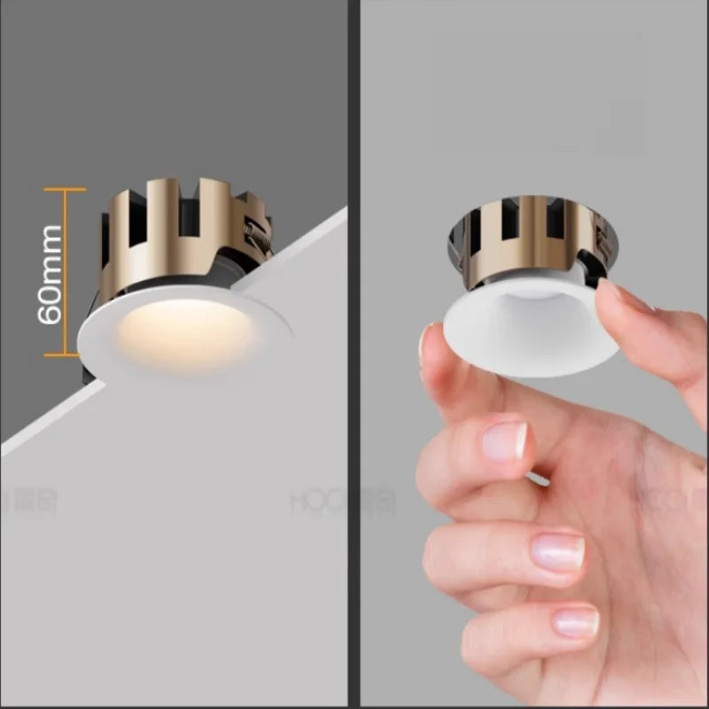 2025 The latest bezel-free spotlight embedded arc non-embedded living room deep anti-glare eye protection downlight