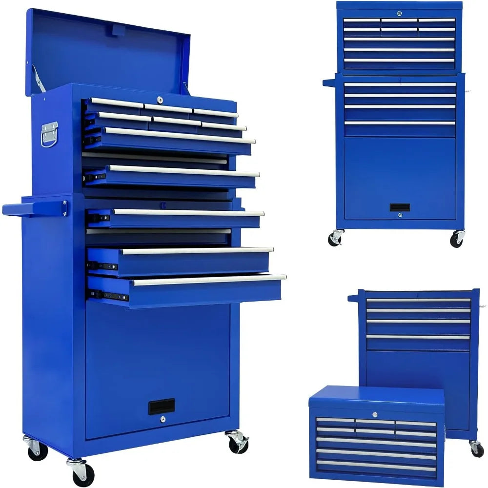 13Drawer Tool Chest,Toolbox with Wheels,Rolling Tool Cabinets with Drawers,Top Detachable Tool Chest.Hooks Handles.Customized