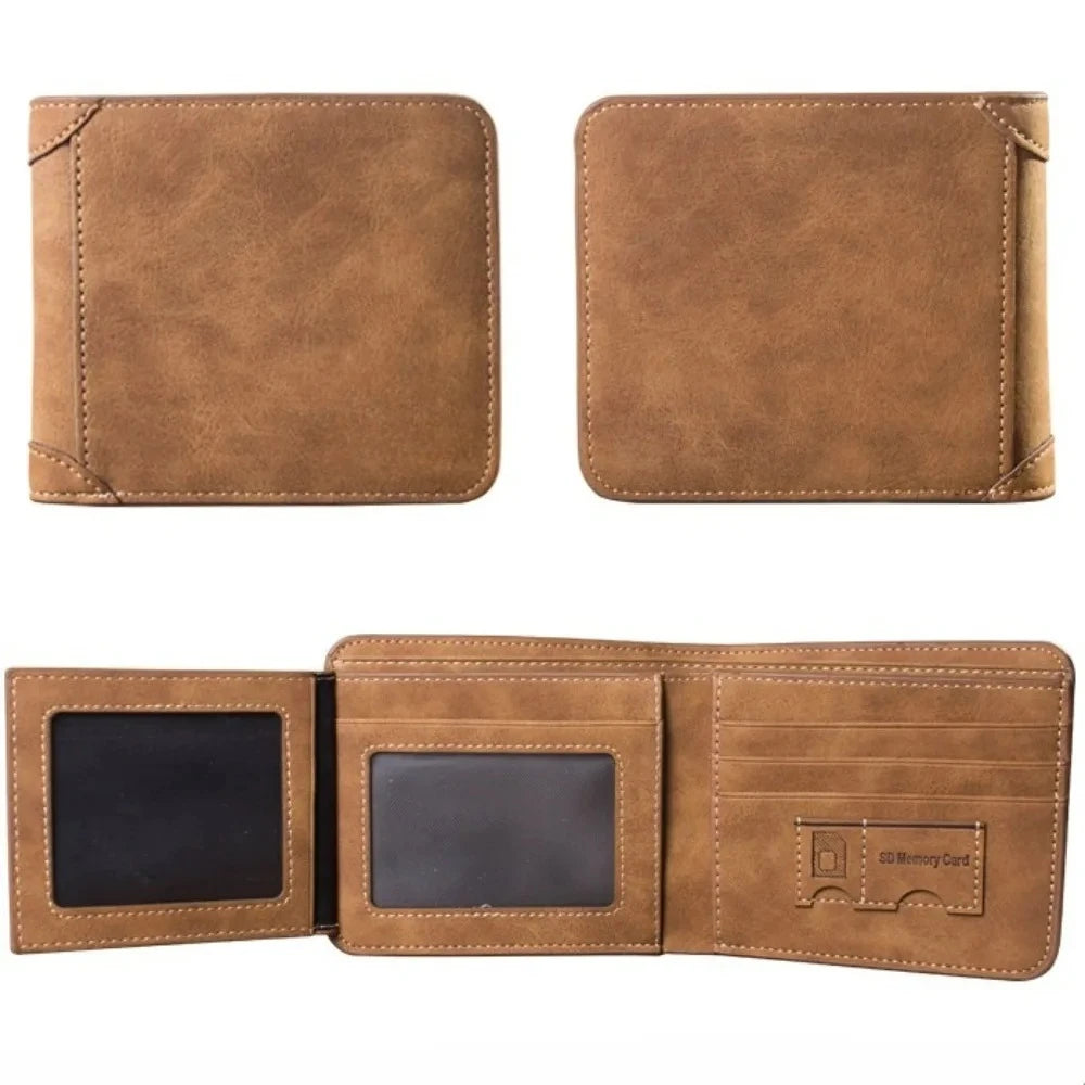 Men's Wallet Leather Billfold Slim Hipster Cowhide Credit Card/ID Holders Inserts Coin Purses Luxury Business Foldable Purse