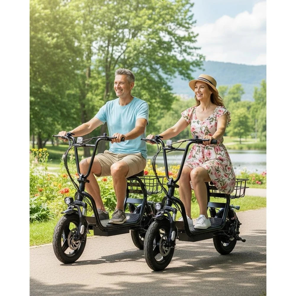 Foldable Electric Scooter with Seat for Adults 800/1200W Motor 30 Miles Range 20Mph 14" Fat Tire IPX4 Waterproof Customized