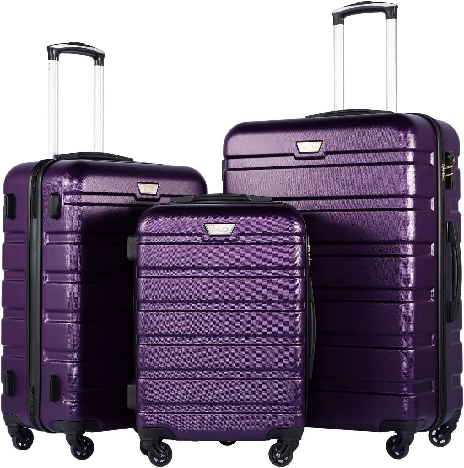 Coolife Luggage 3 Piece Set Suitcase Spinner Hardshell Lightweight TSA Lock (orange)
