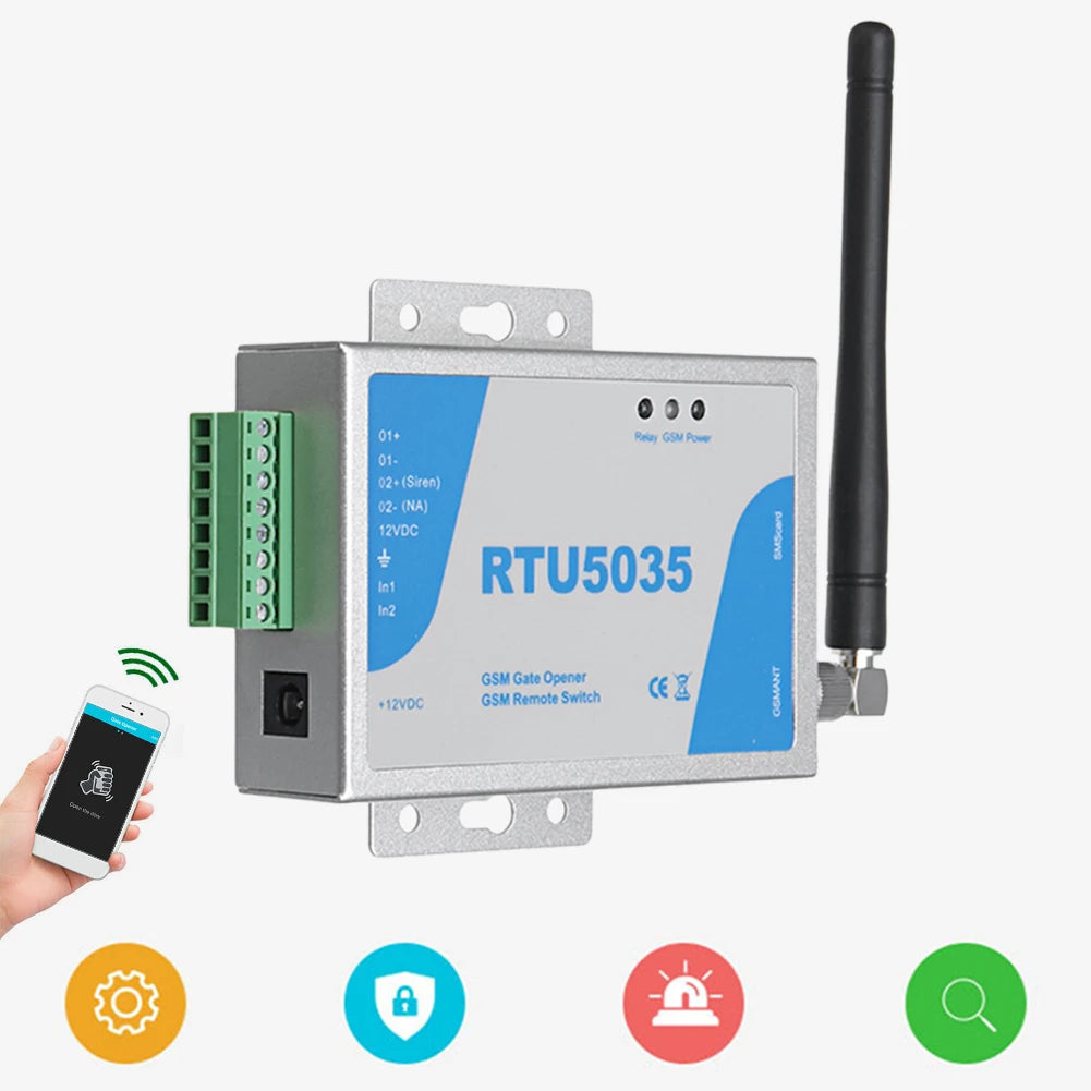 RTU5035 GSM Gate Opener Relay Switch Free Call Electric Gate Remote 900/1800MHz Wireless Remote Control Door Acces APP Control