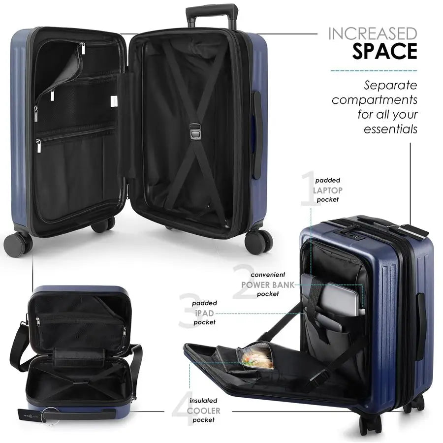 Inch Carry On Luggage, Carry On Suitcase with Wheels, Hardside Luggage CarryOn, Expandable Navy Small Suitcase, Hard Shell Carry