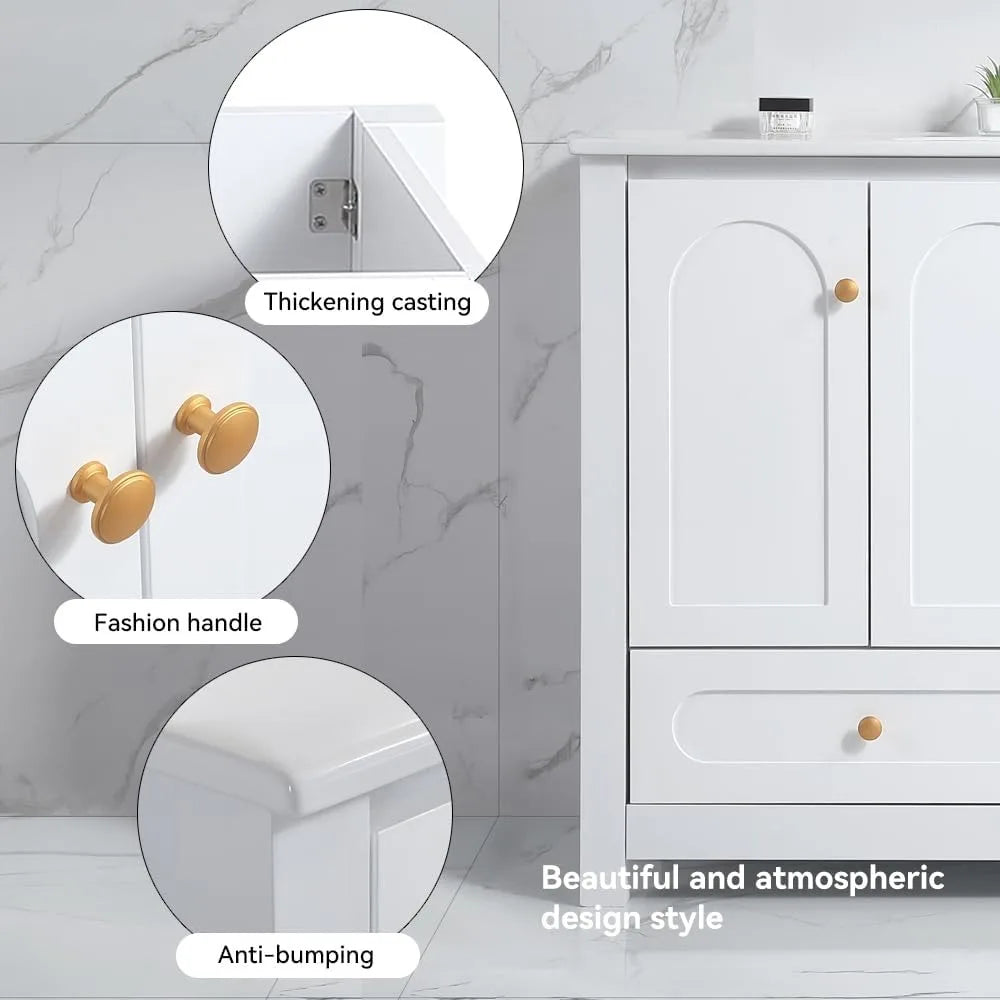 Freestanding vanity with sink, 4-door cabinet & 2 drawers for bathroom storage