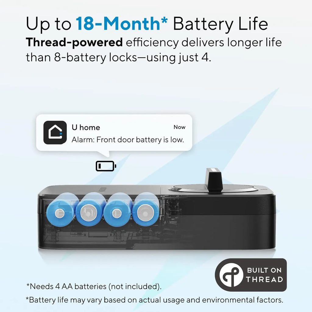 Smart Door Lock with Fingerprint, WiFi, Voice Control, Keypad & 18-Month Battery - Works with Apple Home, Alexa, Google