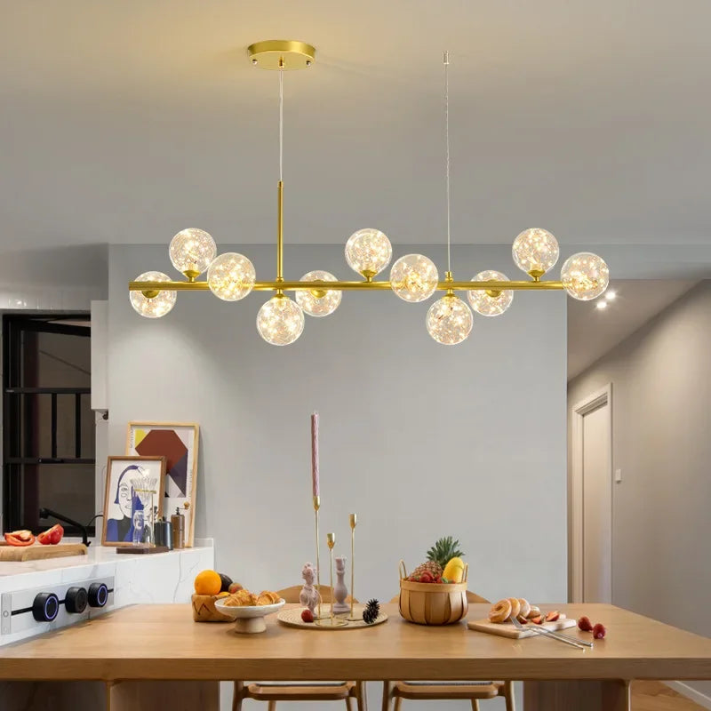 Modern Glass Ball Ceiling Chandelier for Table Dining Living Room Kitchen Island Pendant Lamp Home Decor Indoor Lighting Fixture