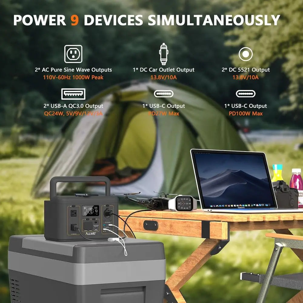 LiFePO4 Solar Generator 512Wh(Peak 1000W) with 100W Solar Panel, 500W Portable Power Station with UPS Mode, Pure Sine Wave AC Ou