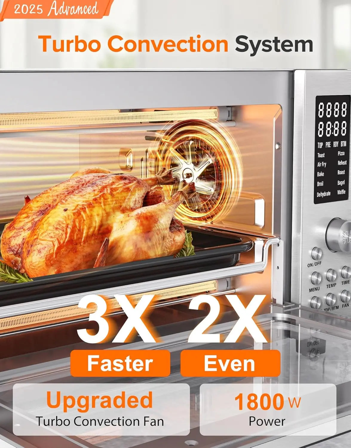 Smart 21QT Air Fryer Toaster Oven Combo, Convection Countertop with Quick Crisp Tech, 10-in-1 Functions, Stainless Steel