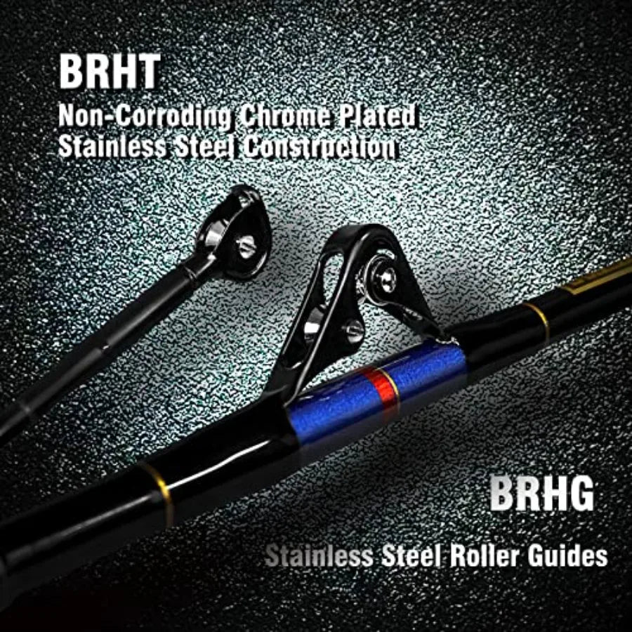 Saltwater Fishing Trolling Rod 1 Piece 2 Piece Heavy Roller Rod for Big Game Conventional Boat Fishing with Roller Guid