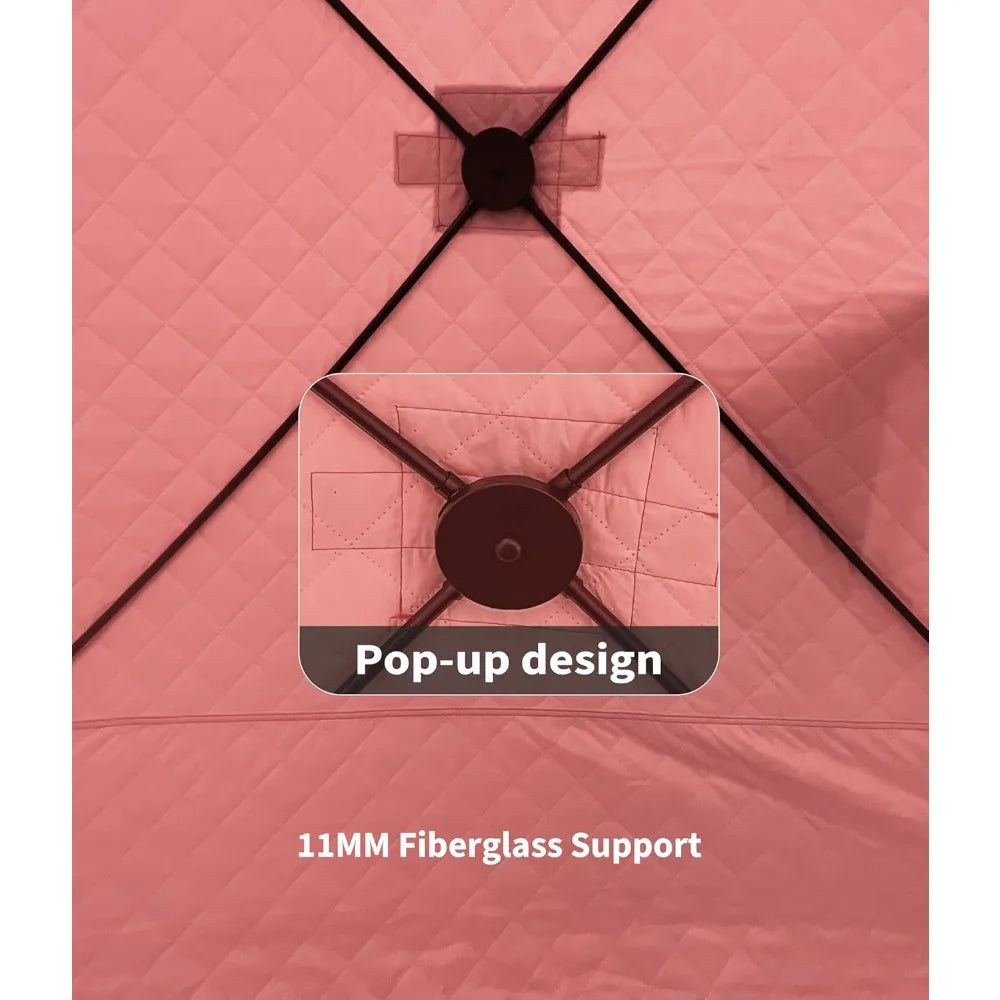 Pop Up Ice Fishing Tent Insulated Ice Fishing Shelter Portable Hub-Style Shelter Shanty Windproof and Warm, Multiple Sizes