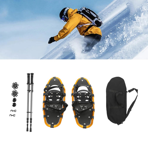 25 Inch Snowshoes with Adjustable Trekking Poles PE Aluminum Anti-Slip for Adults Men Women Outdoor Skiing