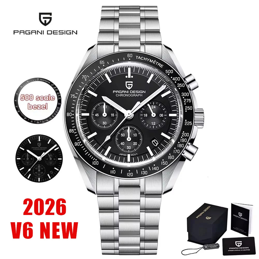 2025 New PAGANI DESIGN Saturn Men's Watches Luxury Quartz Watch For Men Chronograph Wristwatches AR Sapphire Waterproof Luminous