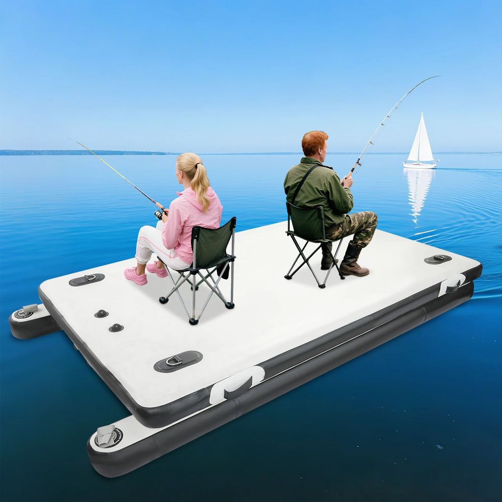 PVC Portable Fishing Boat Inflatable Boat Multi Person Inflatable Swimming Dock 400kg Load Capacity for Amping/Family Bonding