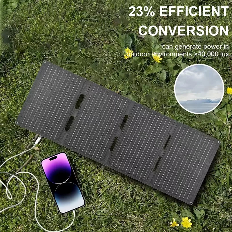 80W Folding Solar Panel IP65 Waterproof Foldable Solar Charger Portable Solar Panel Charger Outdoor Phone Power Bank for Phone