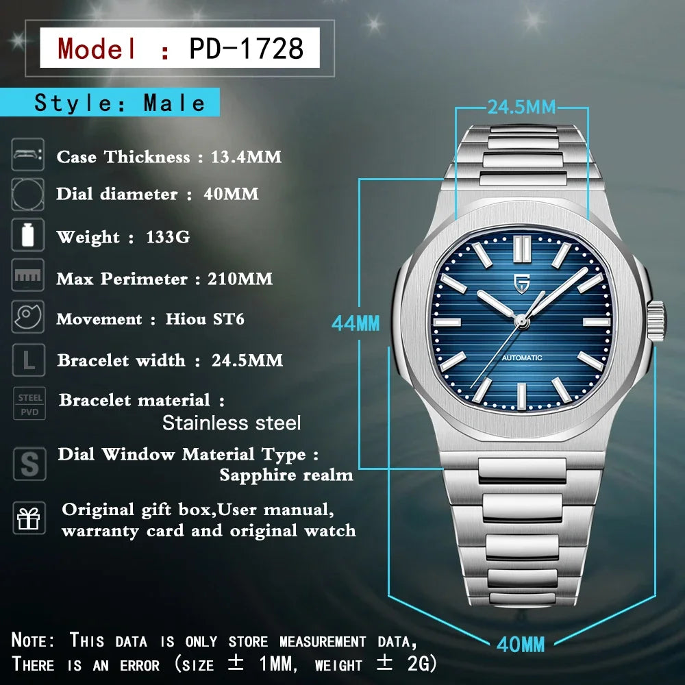 PAGANI DESIGN Automatic Watch For Men Mechanical Watches Men Top Luxury Sports Waterproof Sapphire Stainless Steel Reloj Hombre